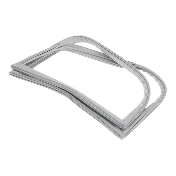 A folded, rectangular, gray rubber or vinyl-like gasket with rounded corners.