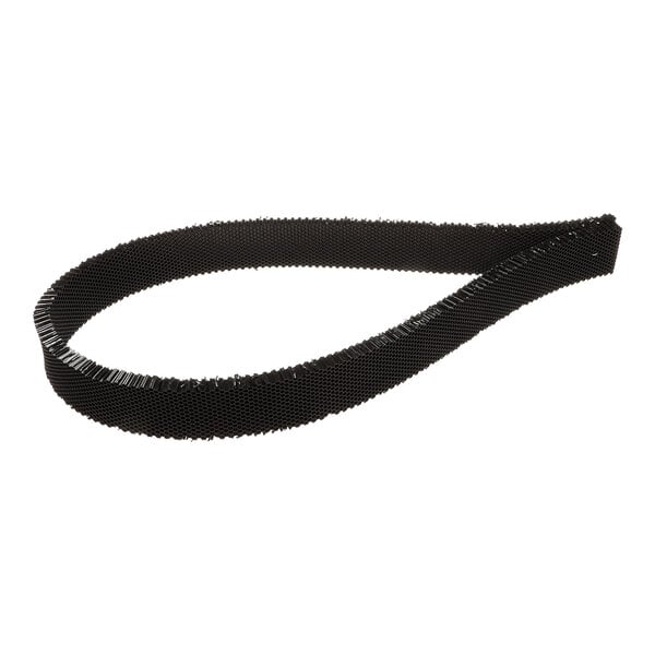 A black, flexible, honeycomb-patterned strip arranged in a loop on a white background.