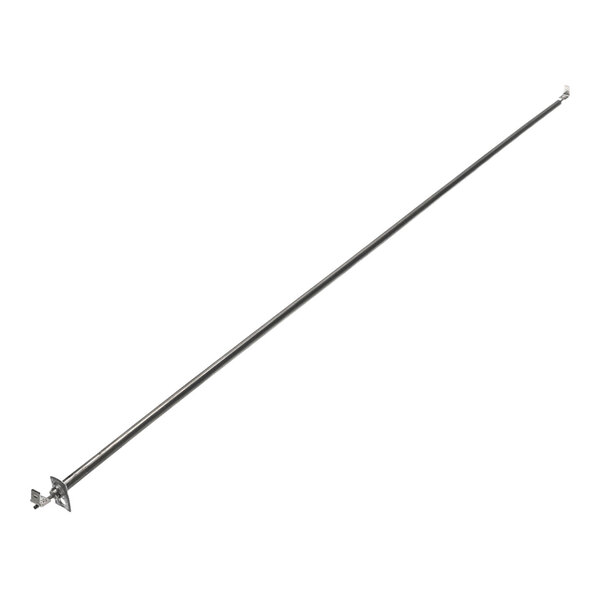 A long, thin metallic rod with mounting hardware at one end and a small attachment at the other end, photographed on a white background.