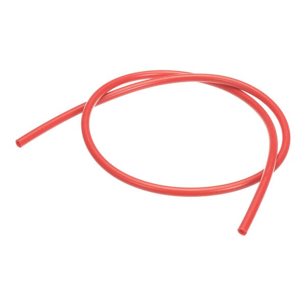 A coiled red flexible tube with open ends, shown against a white background.