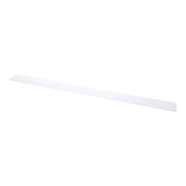 A long, narrow, white strip with a flat surface and slightly raised edges, photographed against a white background.