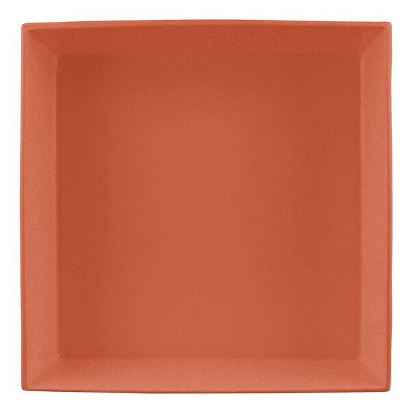A square copper bowl with a plain surface.
