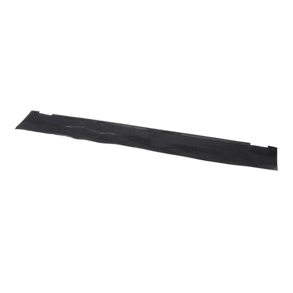 A long, thin, black strip with a slightly wrinkled surface, possibly made of plastic or rubber.