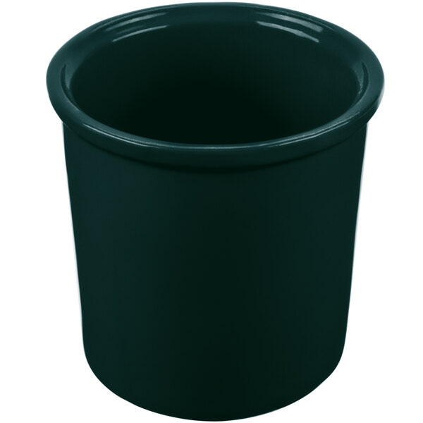 A hunter green Tablecraft condiment bowl with a lid.