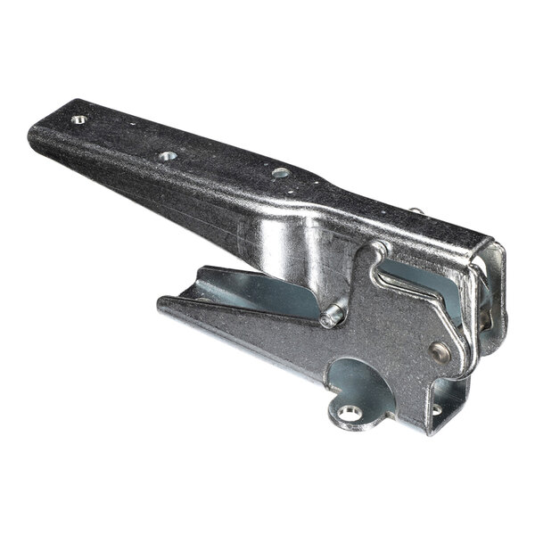 A metallic bracket assembly with a lever mechanism and multiple mounting holes, shown against a white background.
