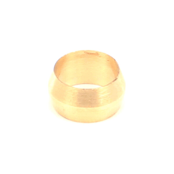A small, cylindrical, brass-colored metal sleeve with a slightly flared middle section, photographed on a white background.