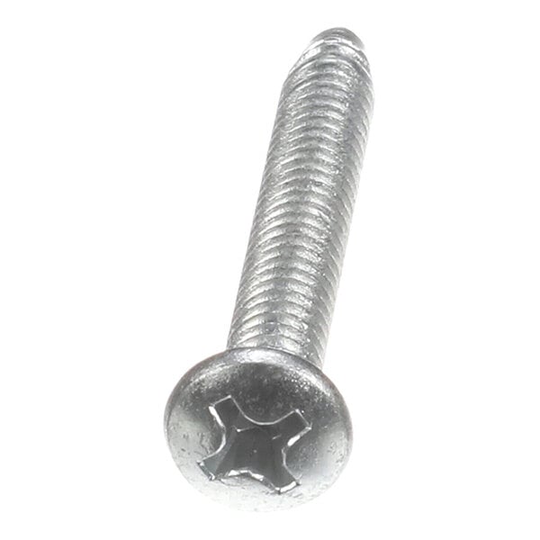 A metal screw with a Phillips head and threaded shaft, shown against a white background.