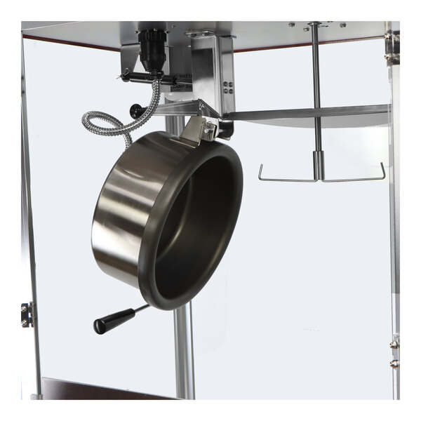 A black and silver cup from a Paragon popcorn machine.