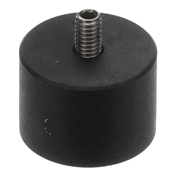 A cylindrical black component with a threaded metal stud protruding from the top.