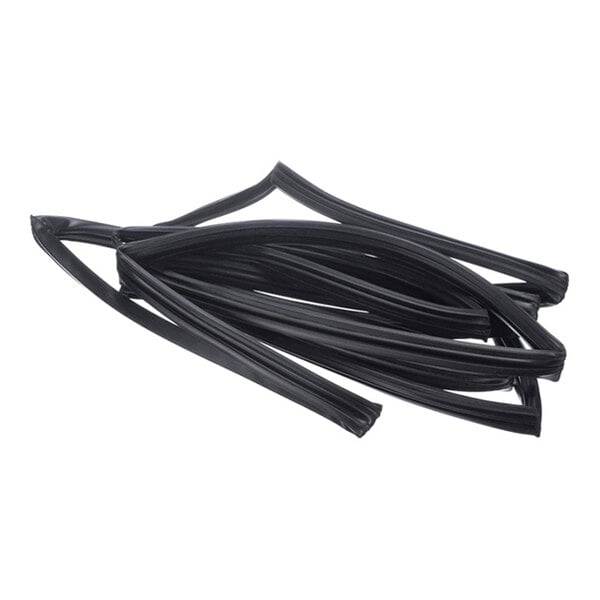 A coiled black rubber-like strip with a grooved profile, likely used as a gasket or seal.