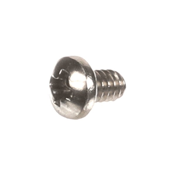 A single metallic screw with a round head and a Phillips drive, shown against a white background.