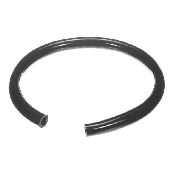 A coiled length of black flexible tubing with a hollow interior and open ends.