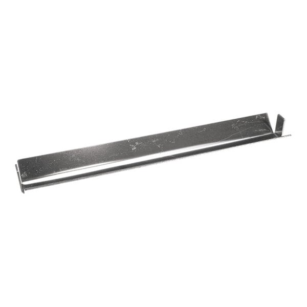 A long, rectangular metal piece with slightly raised edges and angled ends.