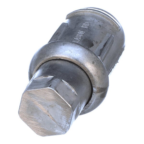 A metallic hexagonal bolt or foot with a flange, shown against a white background.