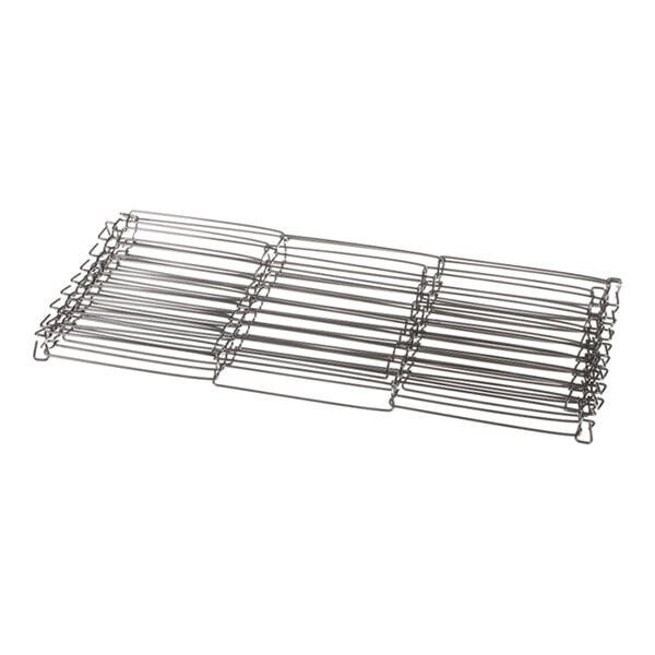 A metal wire conveyor belt with a grid pattern, approximately 10 inches wide.