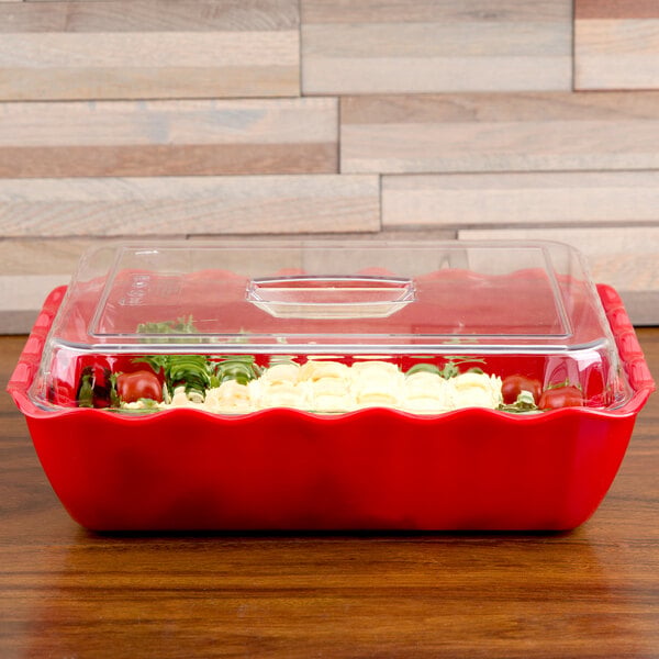 Cambro 4.9 Qt. Red SAN Plastic Deli Crock DC10404 - 6/Case