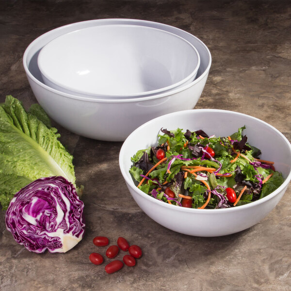 Elite Global Solutions Classics 12.5 Qt. Display White Large Round Melamine Bowl - 2/Case