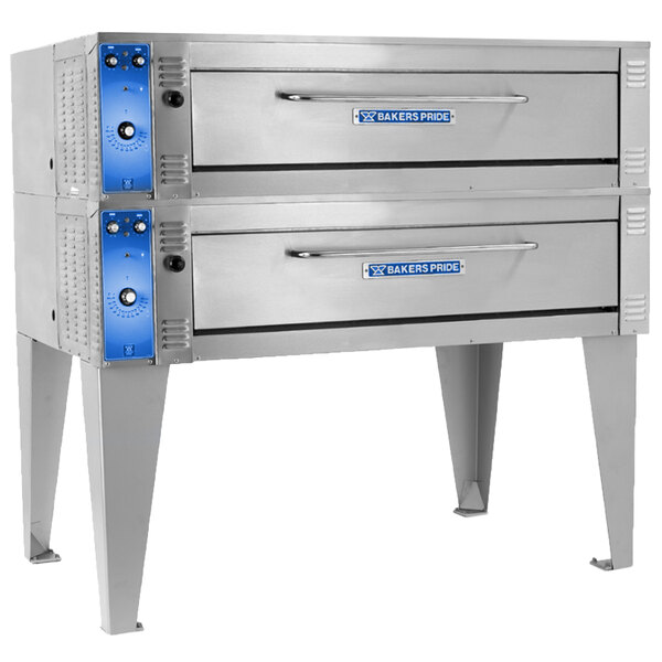 A silver and blue oven with a blue knob.