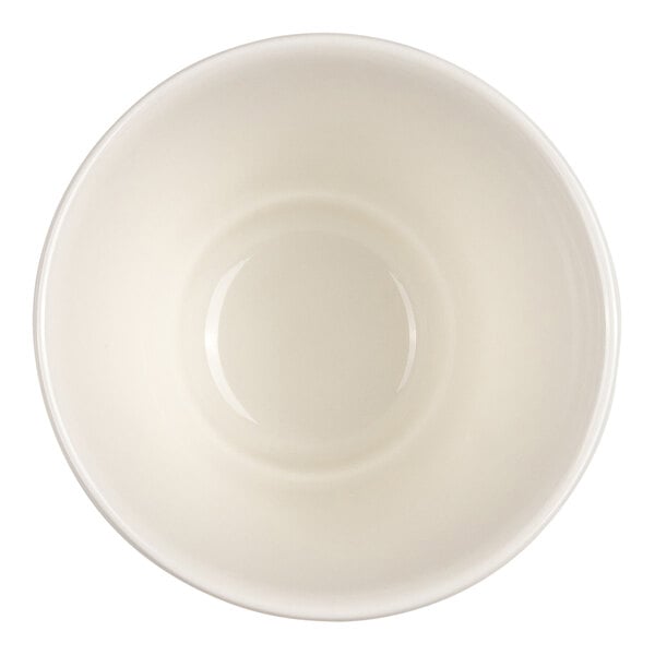 A round, ivory-colored bowl viewed from above.