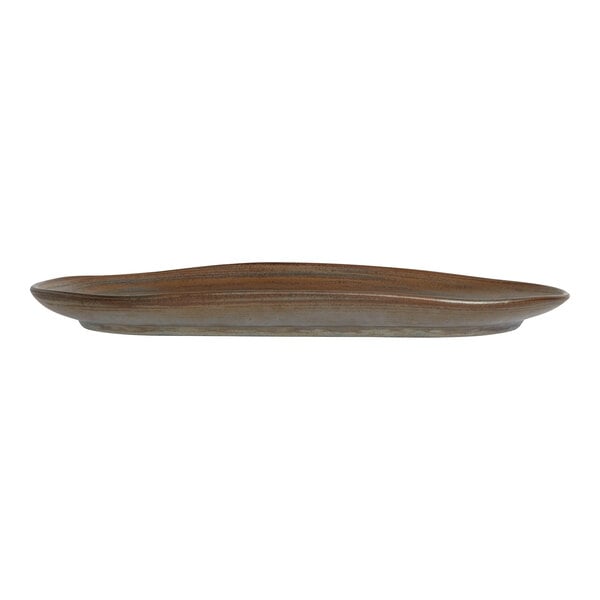Folio Patina from Steelite International 13" x 7" Oval Bronze Porcelain Platter - 12/Case