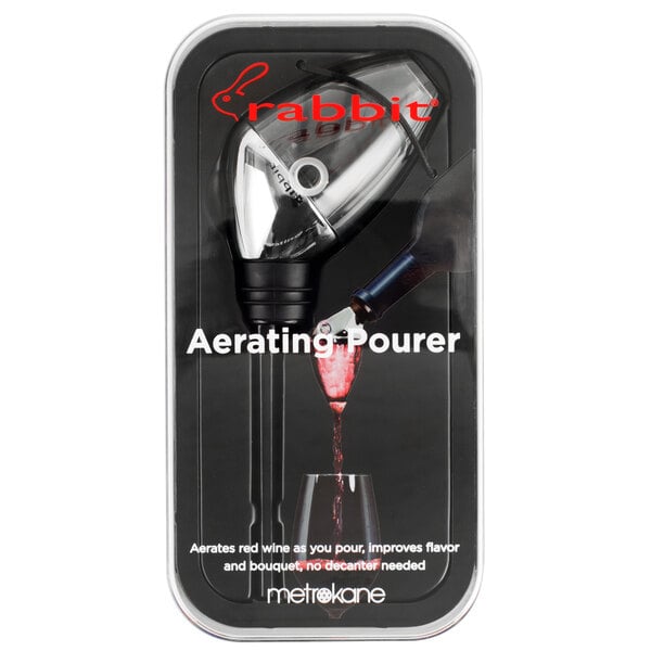 Rabbit Black Stainless Steel Aerating Wine Pourer W6112N - 8/Case