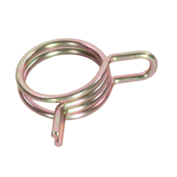 A close-up of a metal spring with a small hole in it.