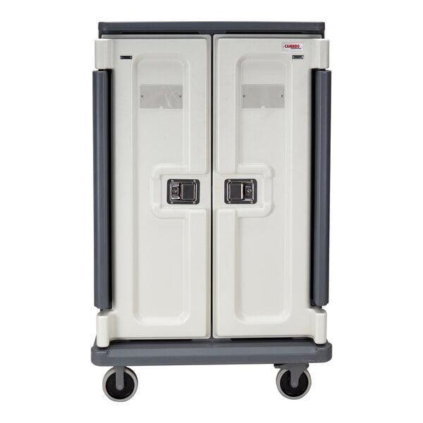 Cambro 38 1/2" x 26 1/2" x 64 1/4" Granite Gray 20 Tray Meal Delivery Cart with Swivel Casters MDC1418T20S191