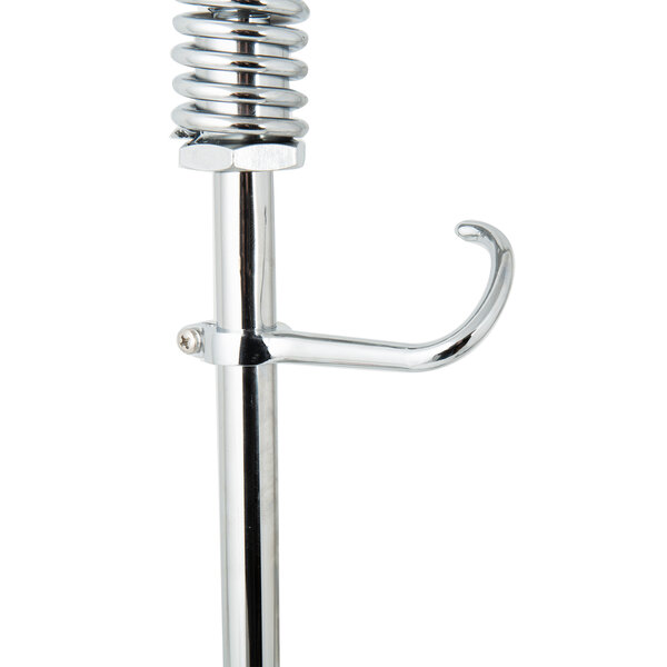 A close-up of a T&S metal hook.