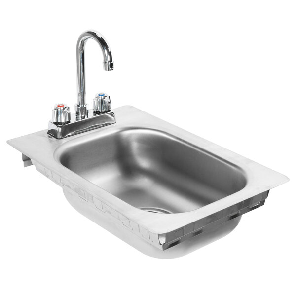 Eagle Group Sr10 14 5 1 One Compartment Stainless Steel Drop In Sink With Deck Mount Faucet And Gooseneck Nozzle 10 X 14 X 5 Bowl