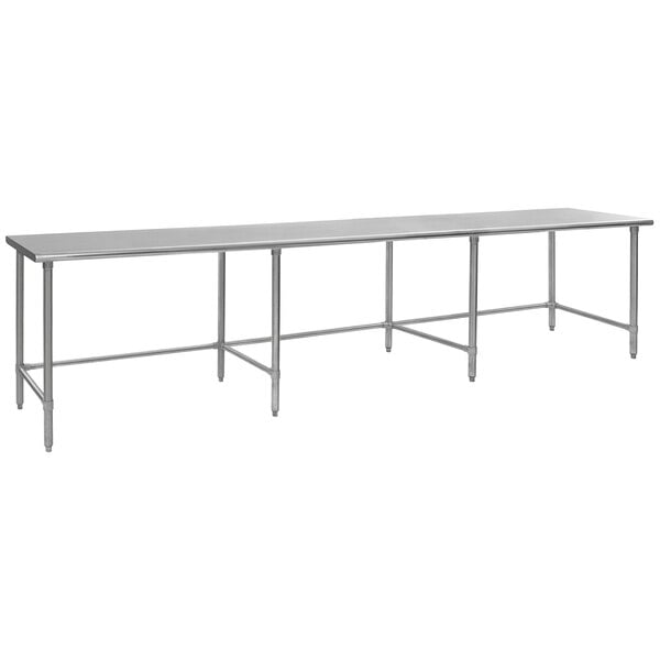 A Eagle Group stainless steel rectangular work table with metal legs.