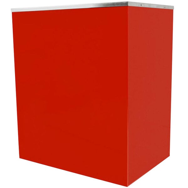 A red box with a white top.