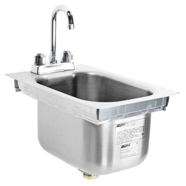 Eagle Group Sr10 14 9 5 1 One Compartment Stainless Steel Drop In Sink With Deck Mount Faucet And Gooseneck Nozzle 10 X 14 X 9 1 2 Bowl