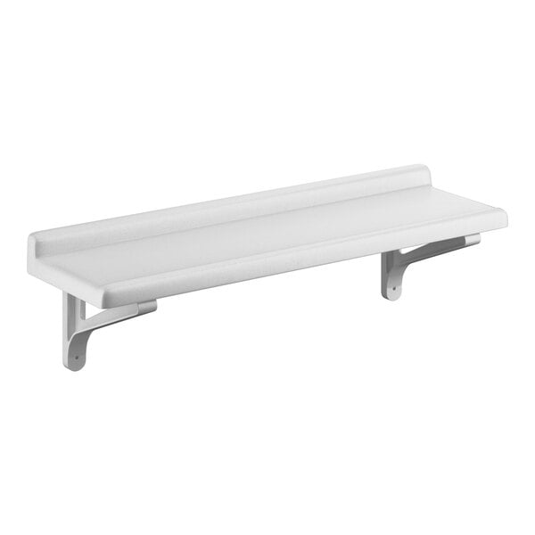 A white rectangular Cambro Camshelving wall shelf.