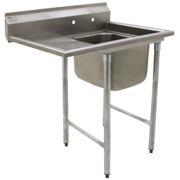 A stainless steel Eagle Group commercial compartment sink with a left drainboard.