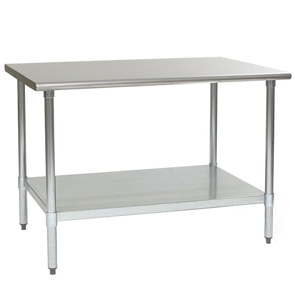 A Eagle Group stainless steel work table with a galvanized shelf.