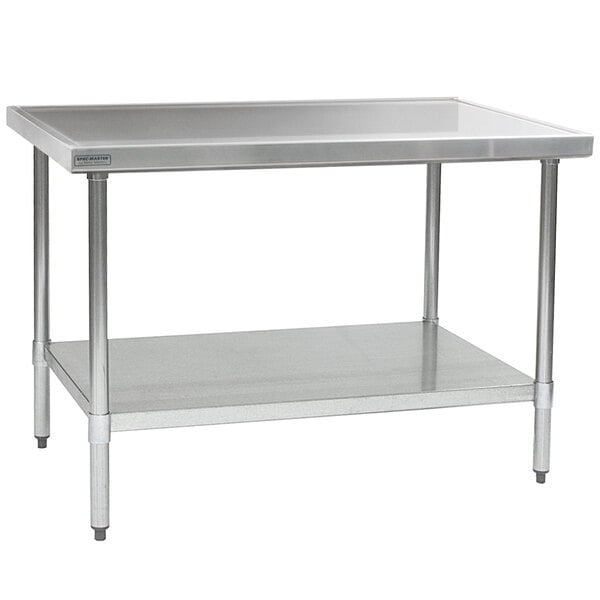 A Eagle Group stainless steel work table with a galvanized undershelf.