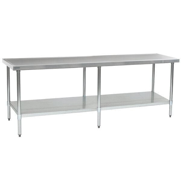 A Eagle Group stainless steel work table with a galvanized shelf.