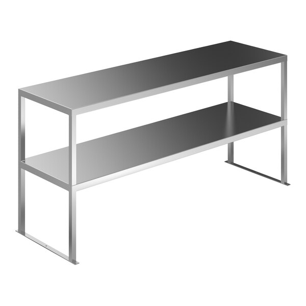 A stainless steel Beverage-Air double overshelf with two shelves.
