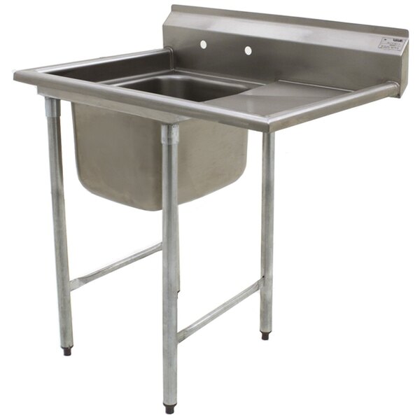 An Eagle Group stainless steel commercial compartment sink with right drainboard.