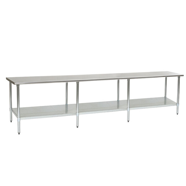 An Eagle Group stainless steel work table with undershelf.