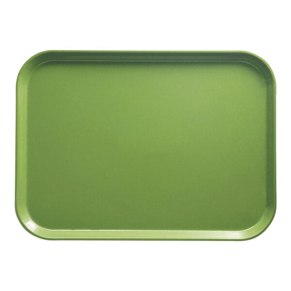 A rectangular lime green Cambro tray.