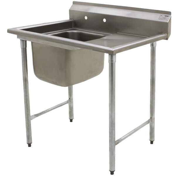 A stainless steel Eagle Group compartment sink with a right drainboard.