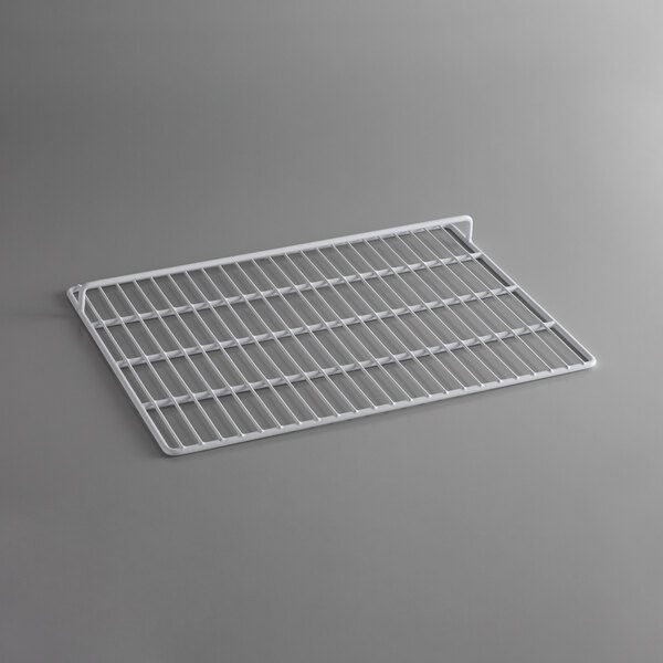 a white metal rack on a gray background