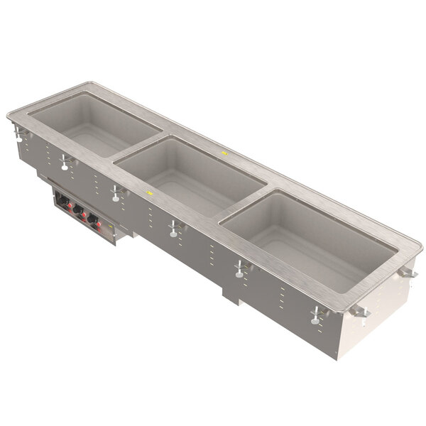 A Vollrath drop-in hot food well with two rectangular compartments.