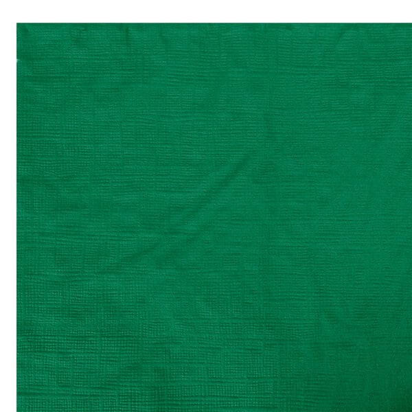 An emerald green Creative Converting OctyRound table cover with a square pattern.