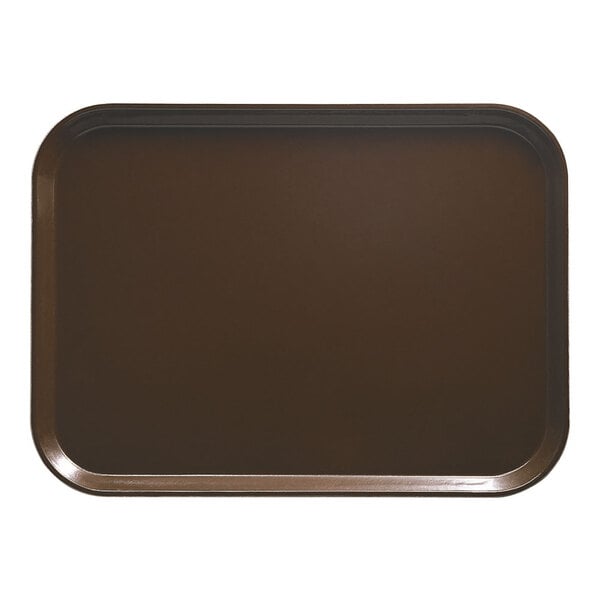 A brown rectangular Cambro tray on a counter.