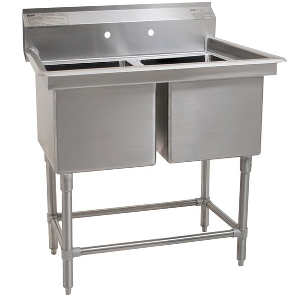 A stainless steel Eagle Group Spec-Master commercial sink with two 24 x 24" bowls.