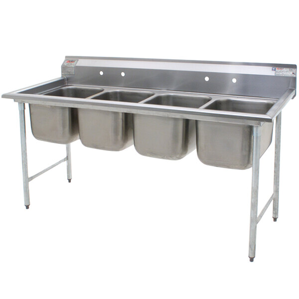 A stainless steel Eagle Group 4 compartment sink.