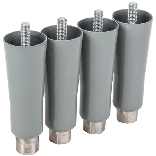 Three grey metal Traulsen legs with screws.