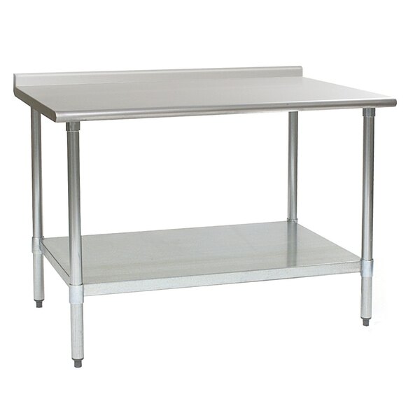 A stainless steel Eagle Group work table with undershelf.